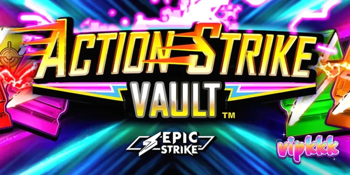Interface do jogo Action Strike Vault com elementos neon e espaciais